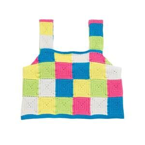 Design History 100% Cotton Rainbow Crochet Crop Top - Youth M (Adult XS)